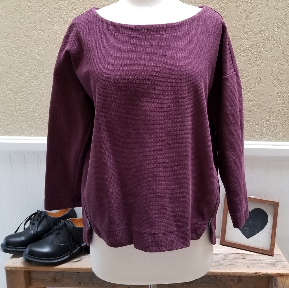 Madewell Merlot Maroon Ponte Knit Side Zip Top M